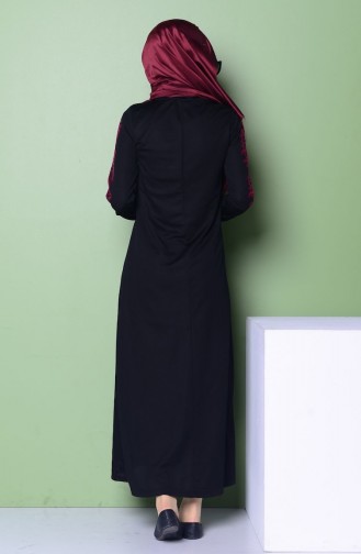 Dantel Baskılı Elbise 3346-09 Siyah