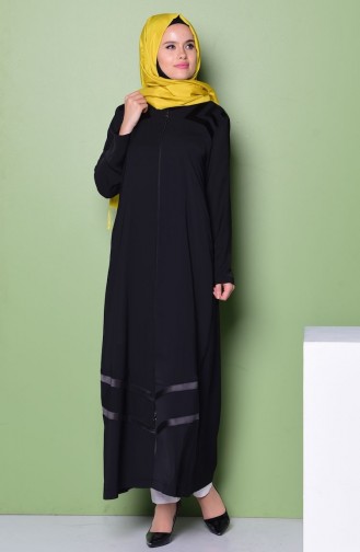 SUKRAN Satin Detailed Abaya 35710-01 Abaya 35710-01