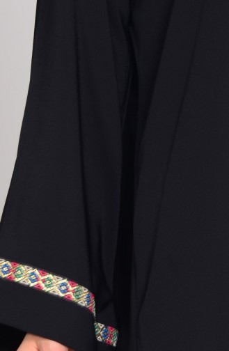 Nakışlı Krep Namaz Elbisesi 1003-03 Siyah