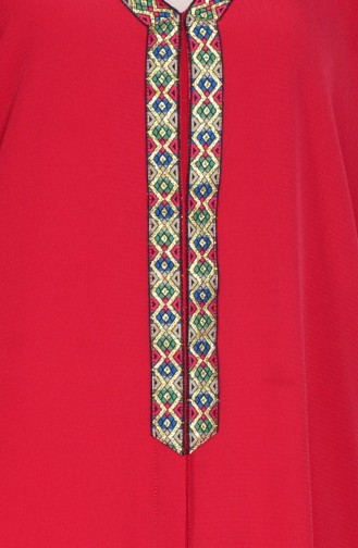 Nakışlı Krep Namaz Elbisesi 1003-04 Bordo