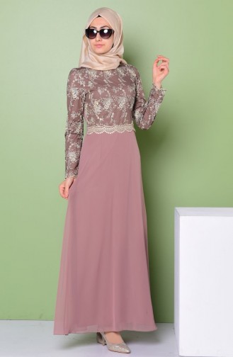 Mink Hijab Evening Dress 52488-08