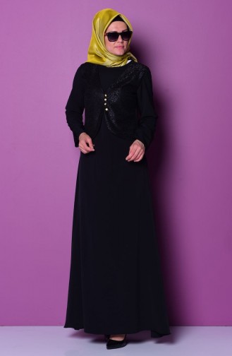 Habillé Hijab Noir 7023-02
