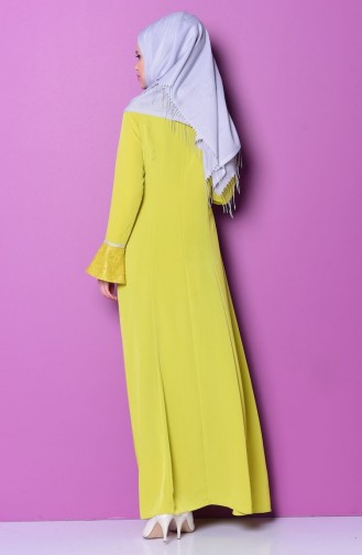 Oil Green Hijab Evening Dress 7031-02