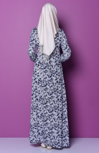 Navy Blue Hijab Dress 0618P-05