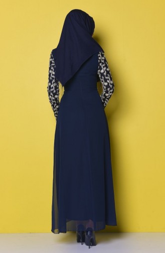 Navy Blue Hijab Dress 52495-02
