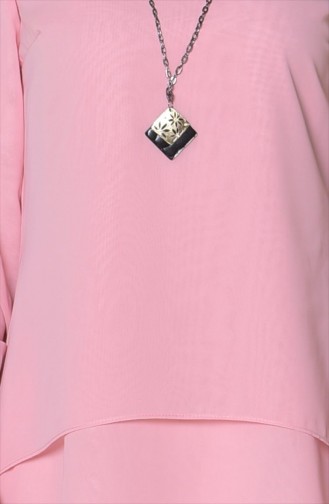 Asimetrik Şifon Tunik 7039-01 Pudra