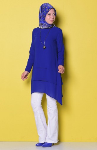 Asimetrik Şifon Tunik 7039-02 Saks