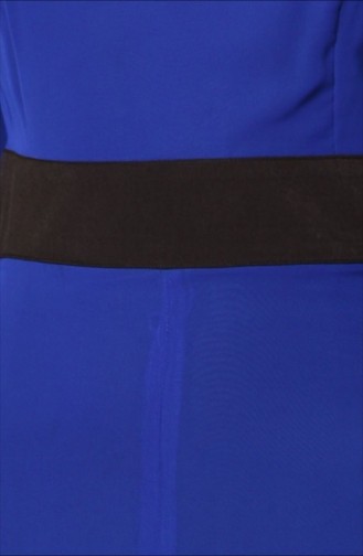 İki Renk Şifon Abiye Elbise 7017-03 Saks Siyah