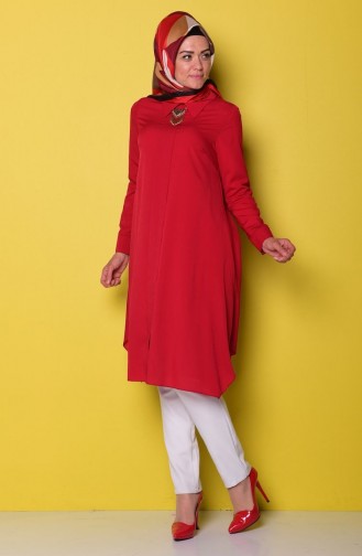 Crepe Necklace Tunic 9020-06 Claret Red 9020-06