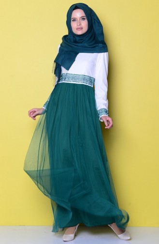 Grün Hijab Kleider 2620-01