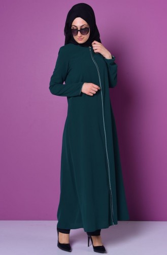 Abaya mit Reißverschluss 0476-02 Smaragdgrün 0476-02