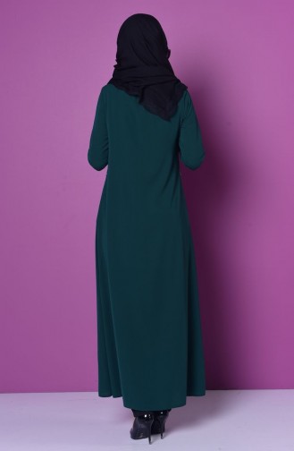 Abaya mit Reißverschluss 0476-02 Smaragdgrün 0476-02