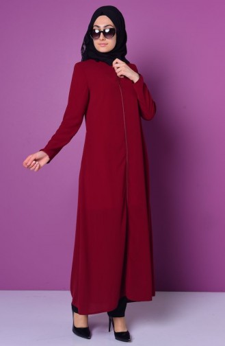 Abaya mit Reißverschluss 0476-04 Weinrot 0476-04