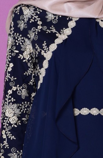 Navy Blue Hijab Dress 52501-07