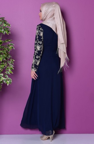 Navy Blue Hijab Dress 52501-07