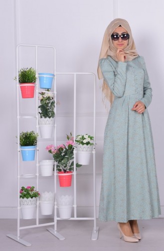 Mint Green Hijab Dress 3364-01