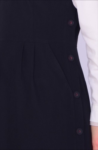 Düğme Detaylı Jile Elbise 2516-01 Siyah