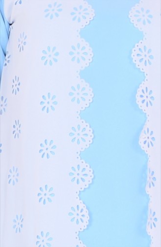 Lazer Kesim Krep Tunik 2833-04 Mavi Beyaz