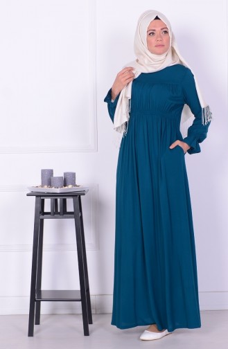 Robe Hijab Turquoise Foncé 0700-11