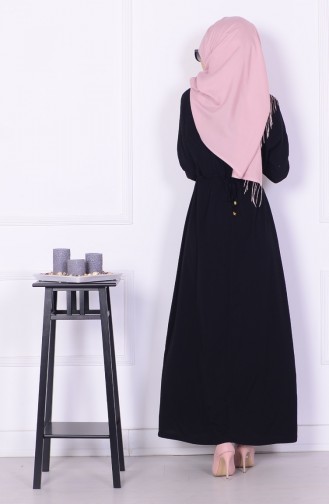 Schwarz Hijab Kleider 0782-03
