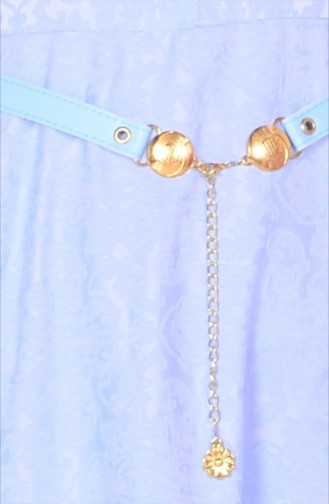 Düğme Detaylı Elbise 5251-08 Mavi