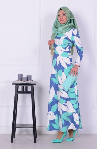 Sea Green Hijab Dress 0344-02