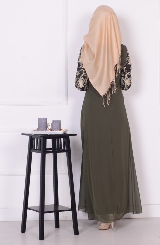 Khaki Hijab Evening Dress 52488-10