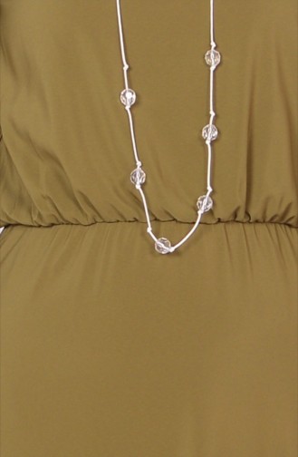Belden Lastikli Elbise 4044-02 Yağ Yeşil