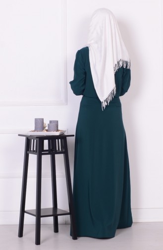 Belden Lastikli Elbise 4044-06 Zümrüt Yeşil