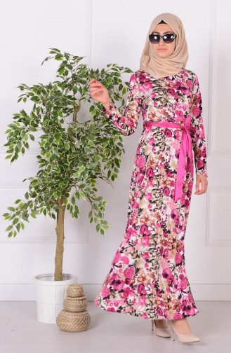 Fuchsia Hijab Dress 3388-01