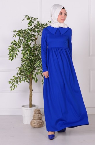 Saks-Blau Hijab Kleider 3395-01