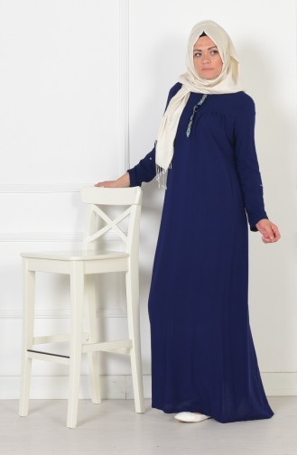 Navy Blue Hijab Dress 0783-03