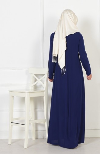 Navy Blue Hijab Dress 0783-03