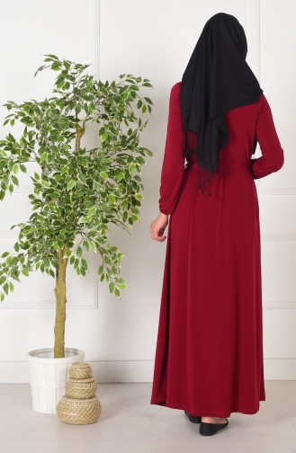 Weinrot Hijab Kleider 3046-01