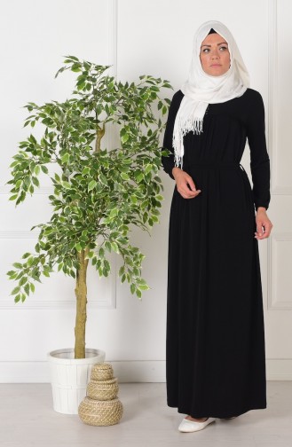 Schwarz Hijab Kleider 3046-08