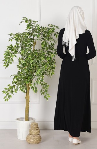 Schwarz Hijab Kleider 3046-08