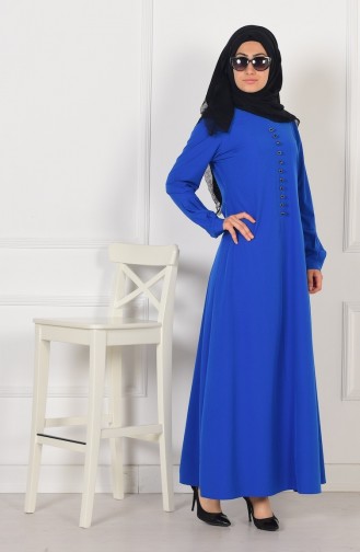 Saks-Blau Hijab Kleider 2211-04