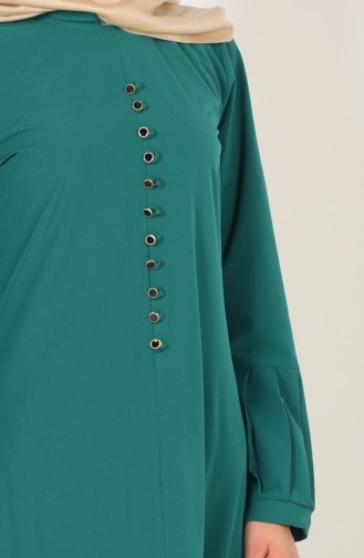 Düğme Detaylı Elbise 2211-05 Zümrüt Yeşil