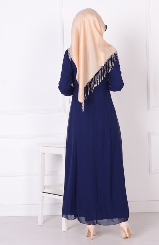 Dunkelblau Hijab-Abendkleider 4079-02