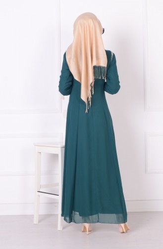 Emerald Green Hijab Evening Dress 4079-04