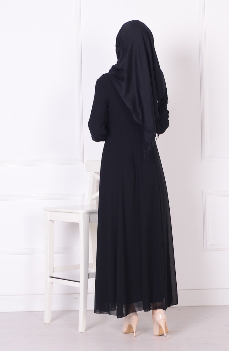Black Hijab Evening Dress 408101 Sefamerve