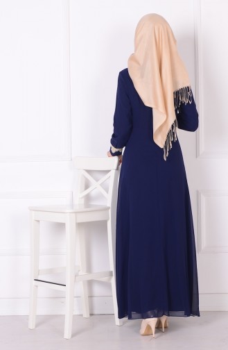 Dunkelblau Hijab Kleider 4080-02