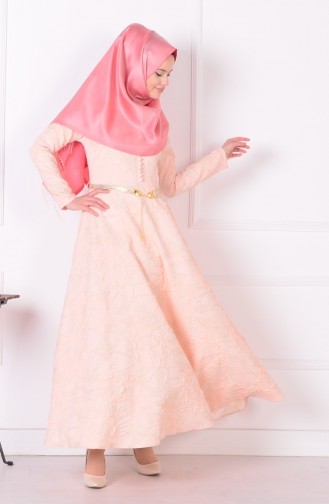 Salmon Hijab Dress 5107-03