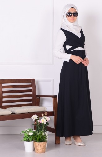 Çapraz Bağlamalı Elbise 4172-01 Siyah