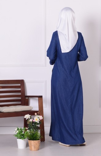 Navy Blue Hijab Dress 1334K-01