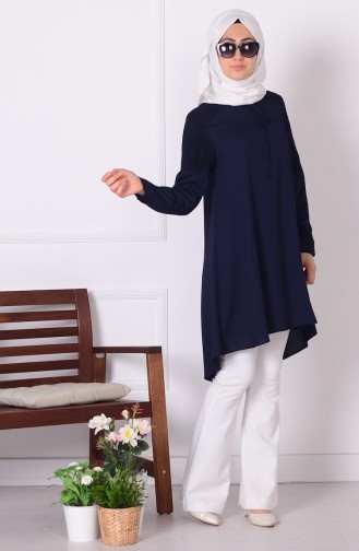 Lace Detailed Tunic 1340-02 Navy Blue 1340-02