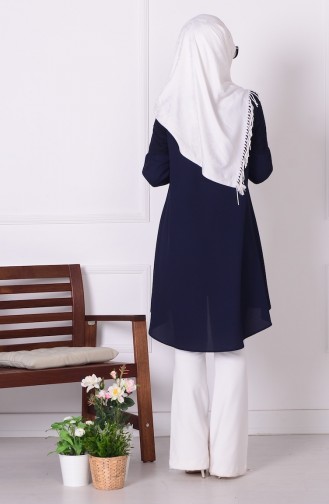 Lace Detailed Tunic 1340-02 Navy Blue 1340-02