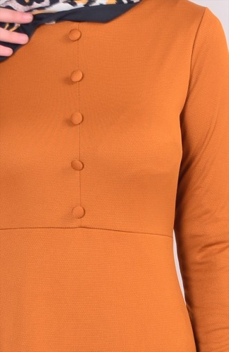 Düğme Detaylı Elbise 2009-05 Hardal