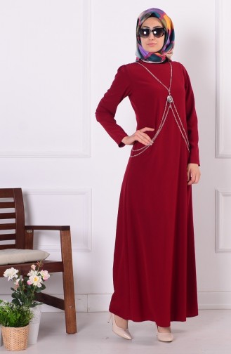 Claret Red Hijab Dress 4042-08