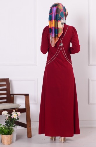 Claret Red Hijab Dress 4042-08